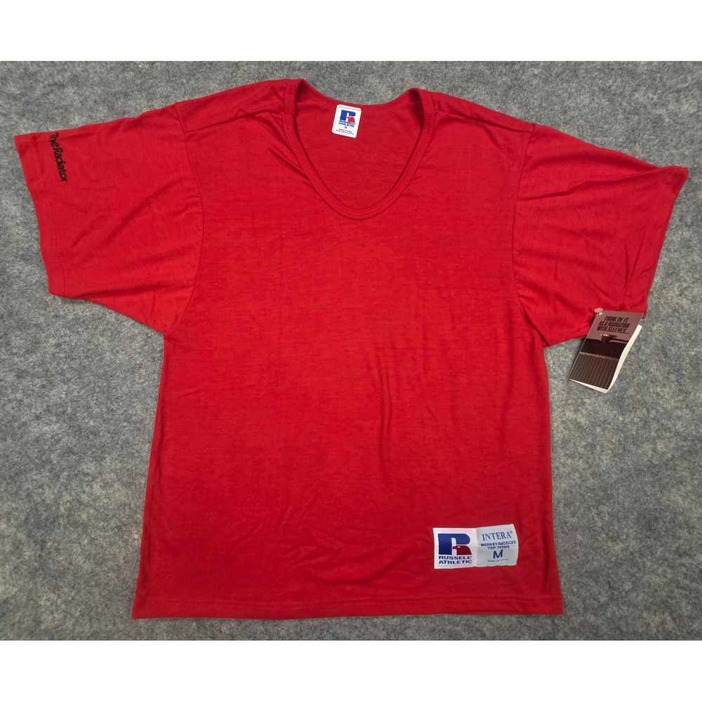 Vintage 1991 Russell Athletic The Radiator V-Neck Shirt Red Mens M NWT Grail New